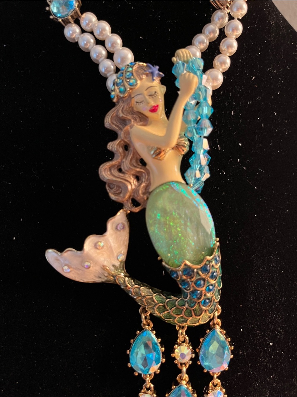 Betsey Johnson Teal & Green Mermaid Pendant Necklace - Picture 3 of 3